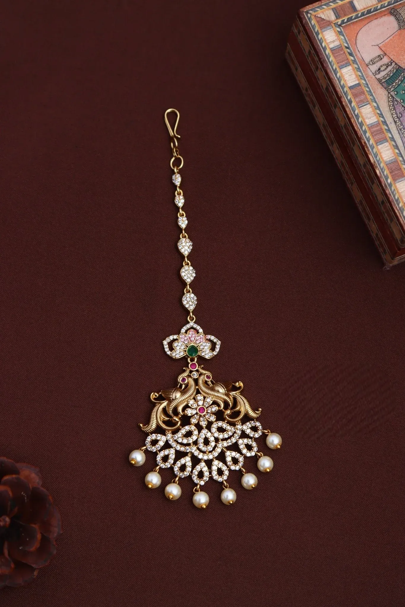 AD Peacock Drop Maang Tikka